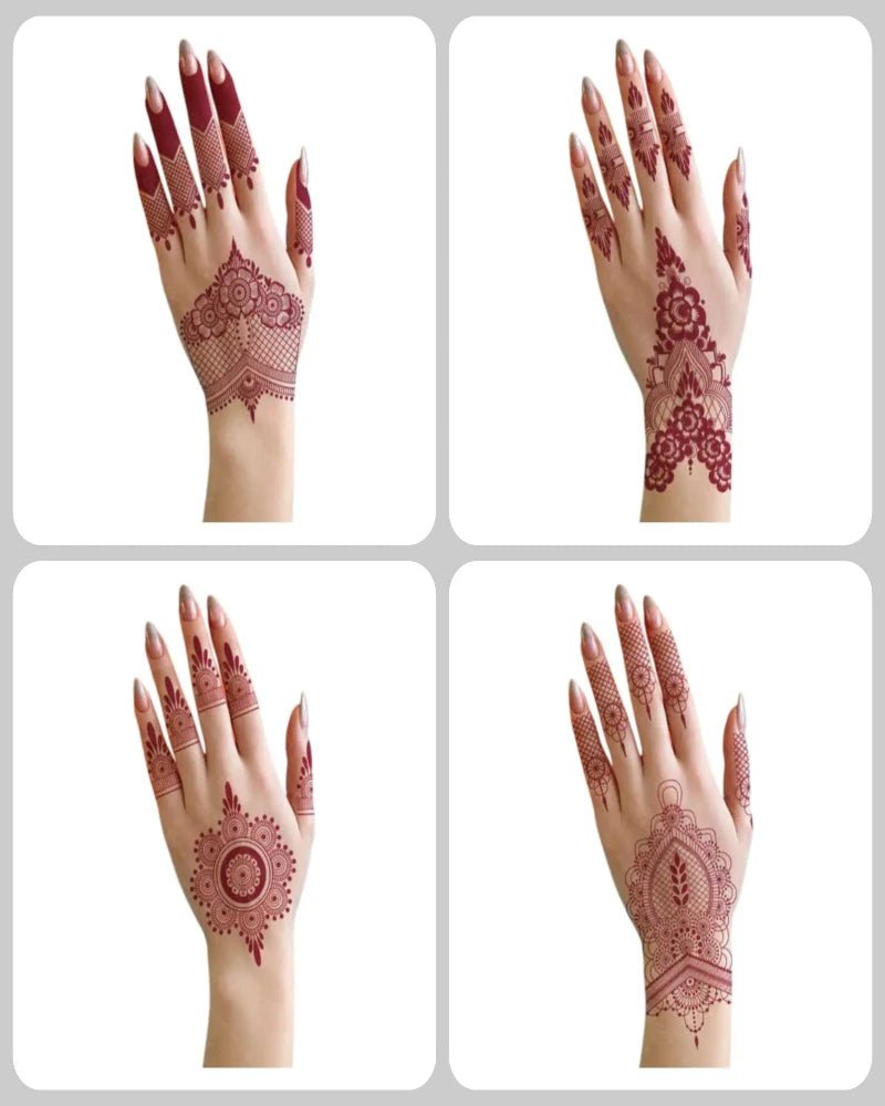 Pack of 4 Henna Mehndi Stickers for Wedding - Lushwa