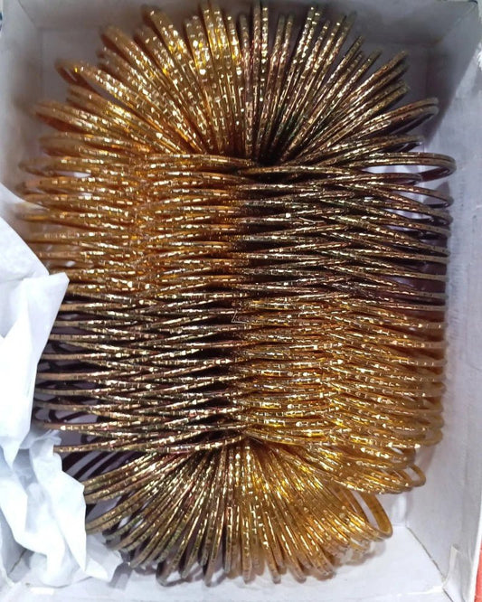 Gold Meena Glass Bangles - Lushwa