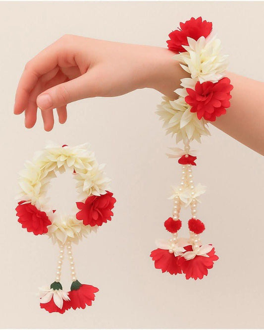 Red & White Gajray for Hands - Lushwa