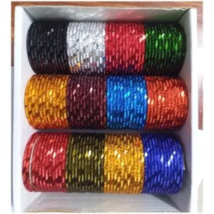 Pack of 12 Multicolour Designer Metal Bangles