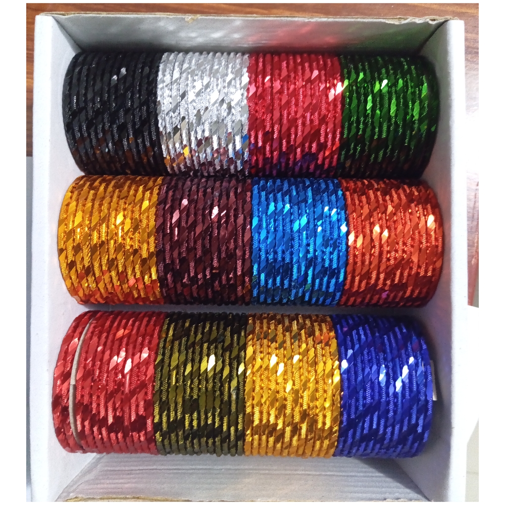 Pack of 12 Multicolour Designer Metal Bangles