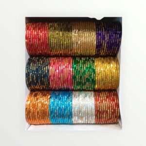 Pack of 12 Multicolour Designer Metal Bangles - Image 2