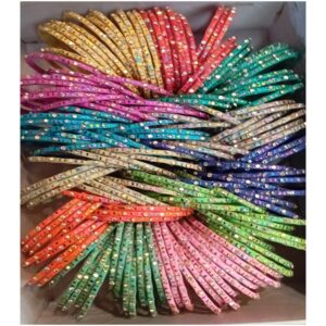 Pack of 10 Multicoloured Doted Glass Bangles - Image 2